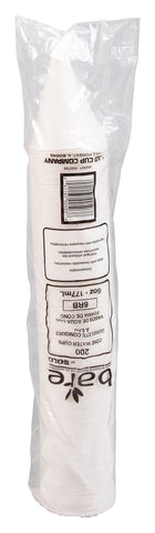 SOLO Cup Company Bare Treated Paper Cone Water Cups, 6 oz, White, 200/Sleeve, 25 Sleeves/Carton