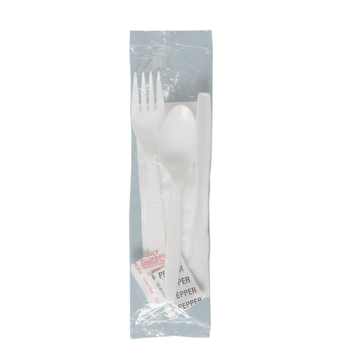 Solo® Regal™ CUTLERY KIT MEDIUM WEIGHT WHITE K-F-S NAPKIN 9X13 S&P PS