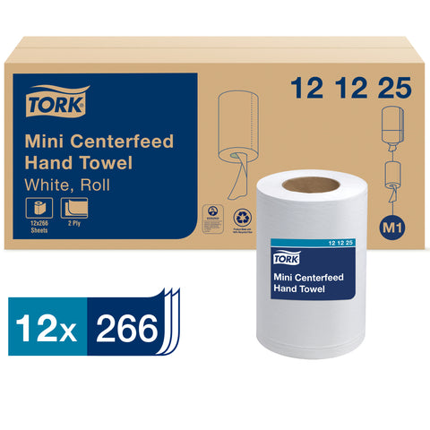 Tork 2 Ply White Advanced Soft Mini Centerfeed Hand Towel, 8.3 x 11.8 inch - 266 per roll -- 6 rolls per case