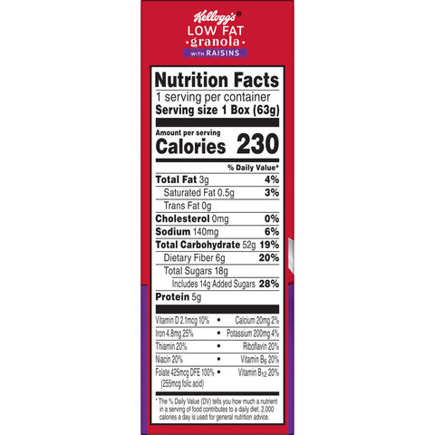 Cereal Granola Low Fat W/ Raisins Individual Box
