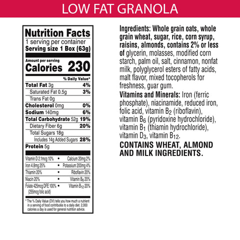 Low Fat Granola With Raisins 70 Per Case 2.22 Ounce Each