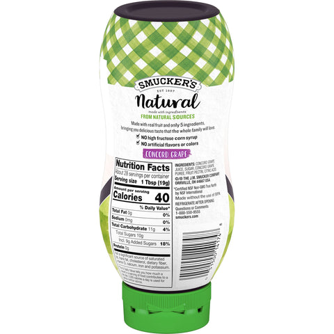Smuckers Natural Concord Grape Fruit Spread, 19 Ounce Squeeze Bottle -- 12 per case