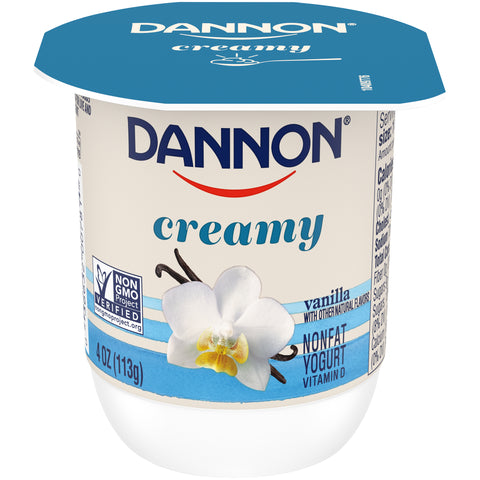 Dannon Creamy Strawberry and Vanilla Twin Pack Yogurt, 4 Ounce -- 48 per case.