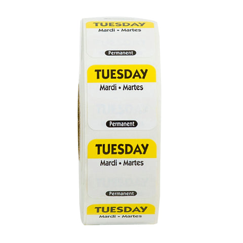 National Checking LABEL FOOD ROTATION TRILINGUAL YELLOW TUESDAY 1X1
