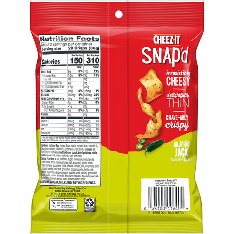 Cracker Cheez It Snap'd Jalapeno Jack