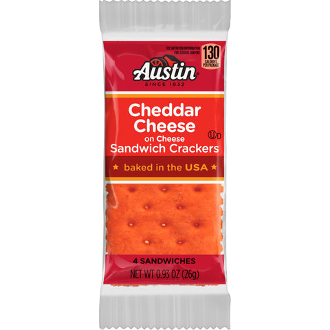 Austin Cheese Sandwich Crackers with Cheddar Cheese, 0.917 Ounce -- 144 per case.