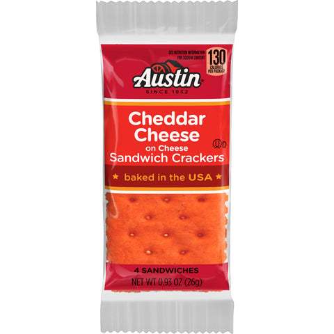Austin Cheese Sandwich Crackers with Cheddar Cheese, 0.917 Ounce -- 144 per case.