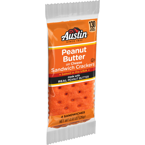Austin Cheese Sandwich Cracker with Peanut Butter, 0.917 Ounce -- 144 per case.
