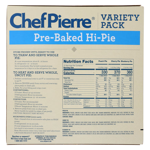 Chef Pierre PIE VARIETY PACK HI PRE-BAKED 10