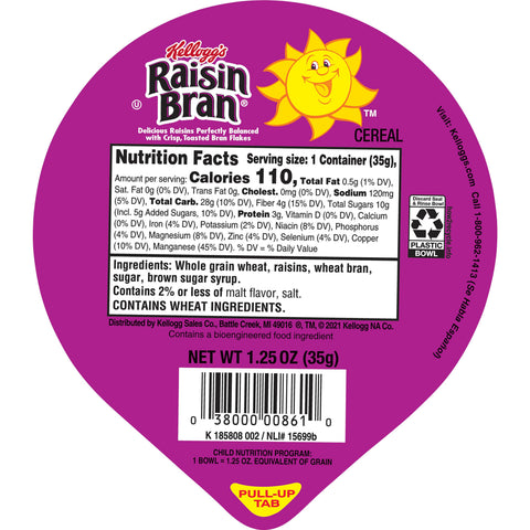 Cereal Raisins Bran Simple Serve 96 Case 1.25 Ounce