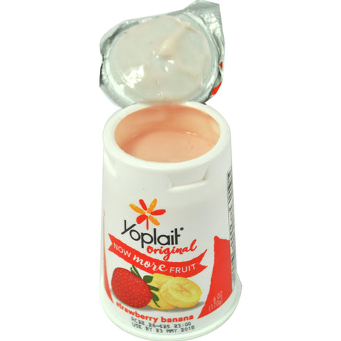 Yoplait Original Strawberry Banana Yogurt, 6 Ounce -- 12 per case.