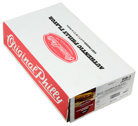 Original Philly Ribeye Seasoned Beef Sandwich Slices, 4 Ounce -- 40 per case.