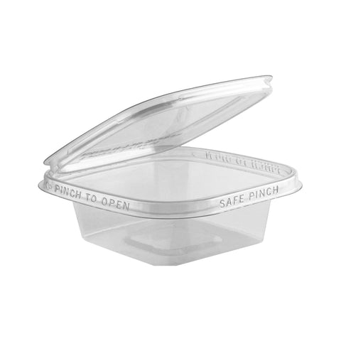 Container Plastic Tamper-evident Square Clear Hinged Lid Te5506 6 Oz