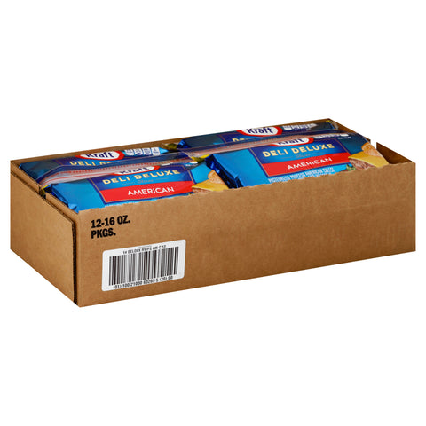 Kraft Deli Deluxe American Sliced Cheese, 16 Ounce -- 12 per case.