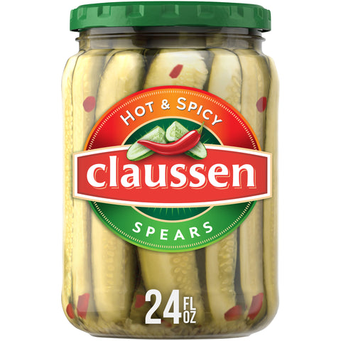 Claussen Hot and Spicy Spears Pickle, 24 Fluid Ounce -- 12 per case