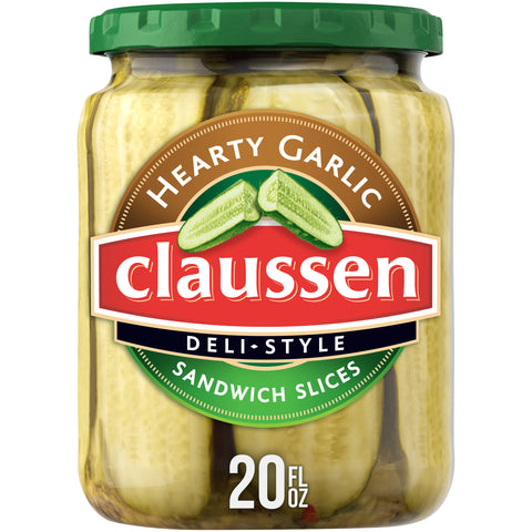 Claussen Deli Style Hearty Garlic Sandwich Slices Pickle, 20 Ounce -- 12 per case
