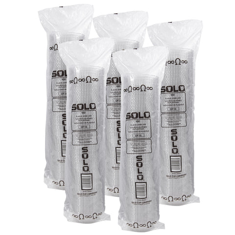 Solo® LID PLASTIC DOME CLEAR FLAT 16 OZ
