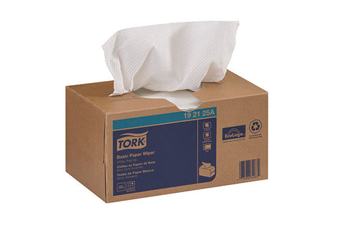Tork Basic WIPER TOWEL POPUP WHITE 2-PLY 9X10