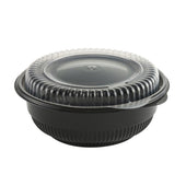 Bowl Plastic Black Combo W/ Lid 12 Oz