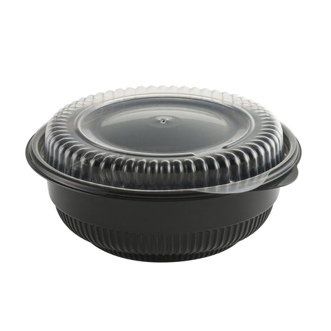 Bowl Plastic Black Combo W/ Lid 12 Oz