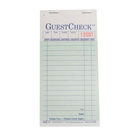 Guestcheck Carbon 2 Part Green 16 Line
