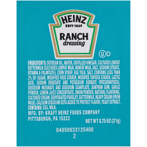Heinz Dunk Cup Ranch Dressing, .75 Ounce -- 100 Case
