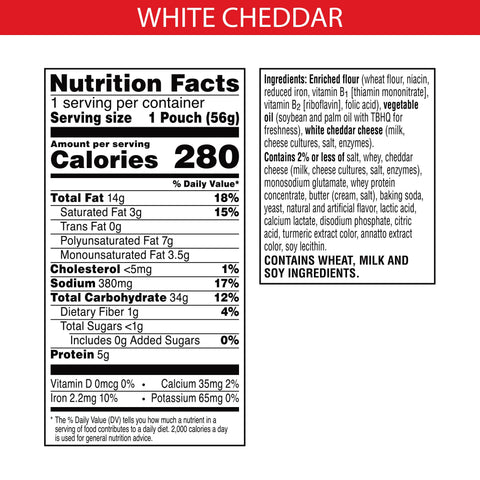Cheez-It White Cheddar Baked Snack Crackers - 2 oz. bag, 60 per case