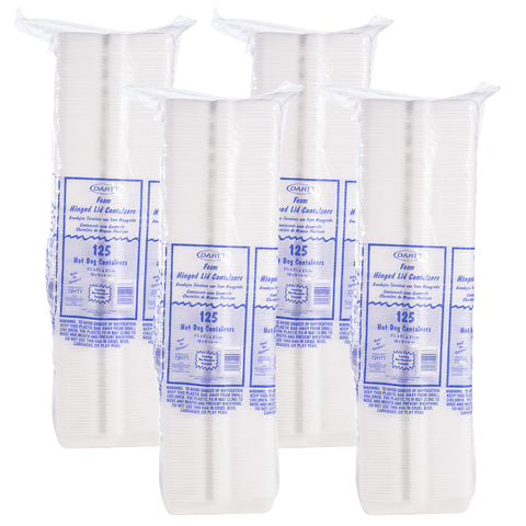 Hot Dog Foam Hinged Lid Containers 7 1/8 X 3 3/4 X 2 1/4 -- 500 Per Case.
