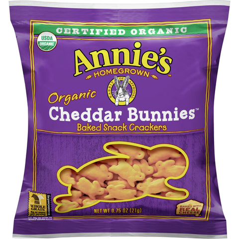 Annies Organic Cheddar Bunnies Cracker, 0.75 Ounce -- 100 per case.