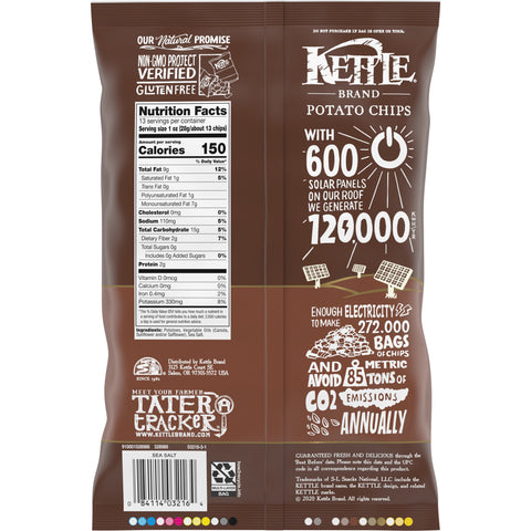 Kettle Foods Sea Salt Potato Chips, 13 Ounce -- 9 per case.