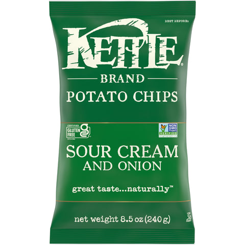 Kettle Foods Sour Cream, Onion and Chive Potato Chips - 3 oz. bag, 12 per case