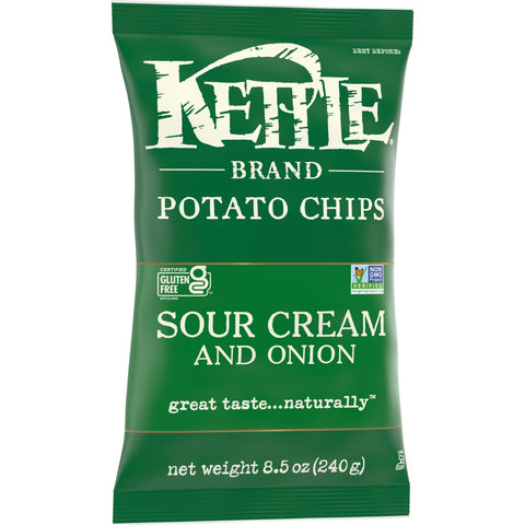Kettle Foods Sour Cream, Onion and Chive Potato Chips - 3 oz. bag, 12 per case