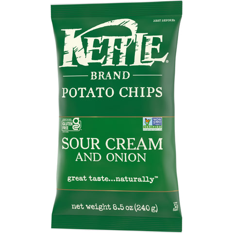 Kettle Foods Sour Cream, Onion and Chive Potato Chips - 3 oz. bag, 12 per case