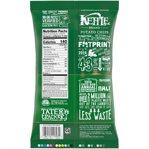 Kettle Foods Sour Cream, Onion and Chive Potato Chips - 3 oz. bag, 12 per case