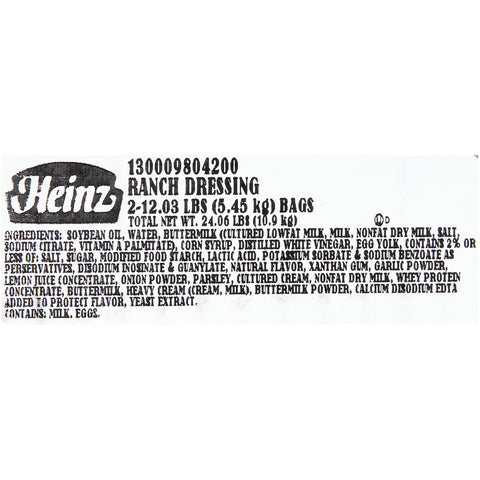Heinz Ranch Dressing, 1.5 Gallon -- 2 per case.