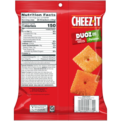 Cheez It Sunshine Duoz Sharp Cheddar and Parmesan Snack Mix, 4.3 Ounce -- 6 per case.
