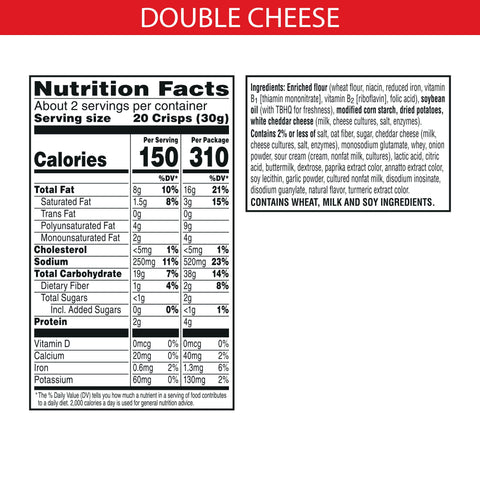 Kelloggs Cheez It Double Cheese Cracker, 2.2 Ounce -- 6 per case.