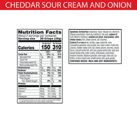 Kelloggs Cheez It Cheddar Sour Cream and Onion Cracker, 2.2 Ounce -- 6 per case.