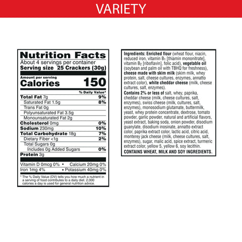 Cheez It Duoz Cheddar Jack and Baby Swiss Cracker, 4.3 Ounce -- 6 per case.