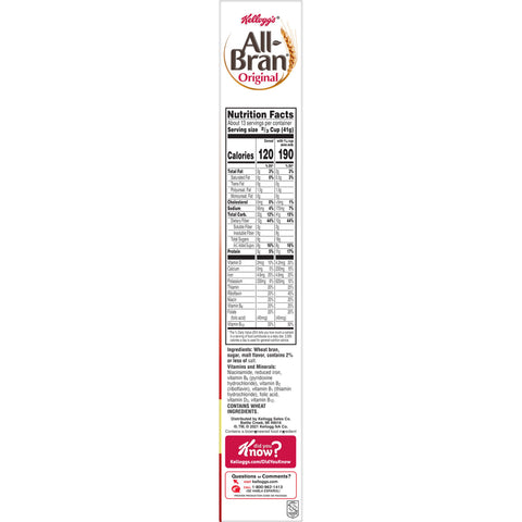 Kelloggs Original All Bran Cereal, 18.6 Ounce -- 8 per case