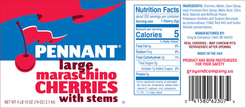 Pennant CHERRIES MARASCHINO LARGE W/ STEM