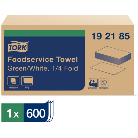 Tork® WIPER TOWEL FOODSERVICE CLEANING WHITE 11.5X21 1-PLY 1/4 FOLD