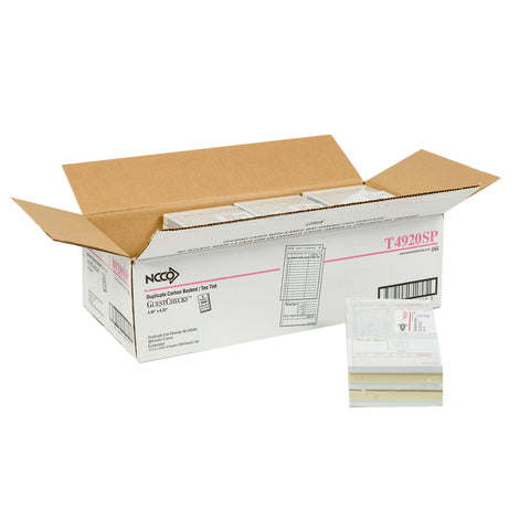 National Checking Company Carbon Backed Guest Check Board - 2 Part Tan, 15 Line, 4.20 x 8.25 inch -- 2000 per case.