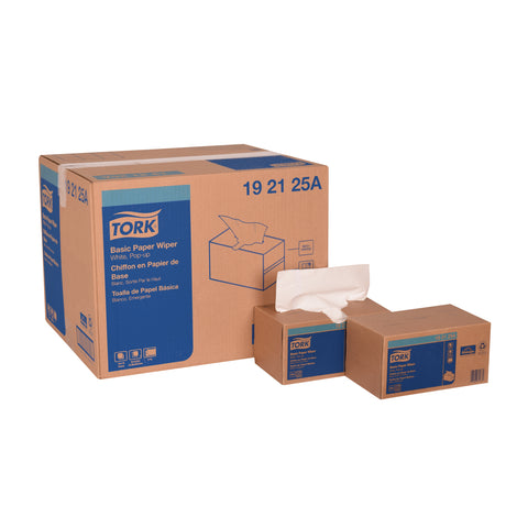 Tork Basic WIPER TOWEL POPUP WHITE 2-PLY 9X10