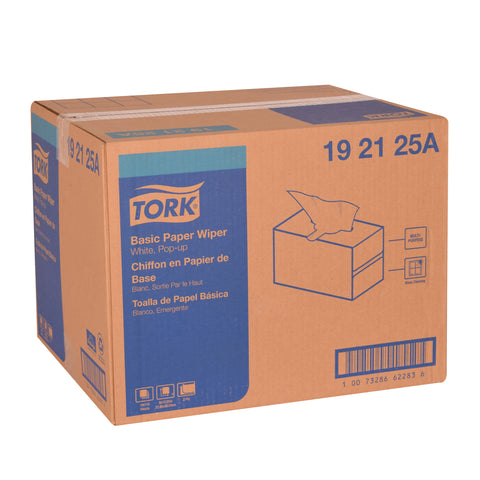 Tork Basic WIPER TOWEL POPUP WHITE 2-PLY 9X10