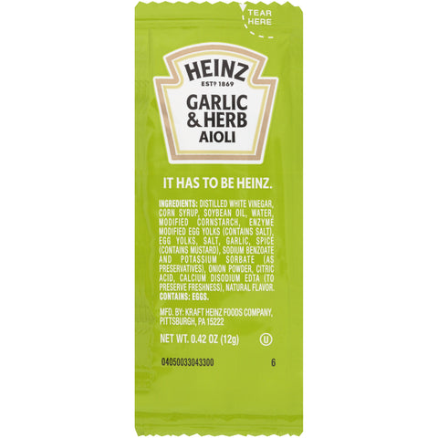 Heinz® MAYONNAISE GARLIC HERB SINGLE SERVE PACKET