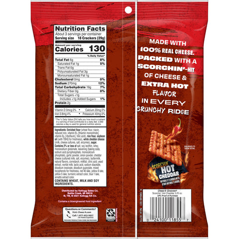 Kelloggs Cheez It Scorchin Hot Cheddar Cracker, 3.25 Ounce -- 6 per case