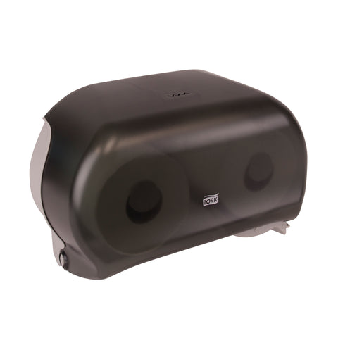 Tork Plastic Smoke Twin Standard Roll Bath Tissue Dispenser, 7.5 x 7 x 12.75 inch