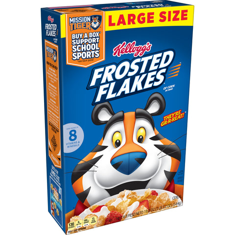 Kelloggs Frosted Flakes Corn Cereal, 19.2 Ounce -- 12 per case.