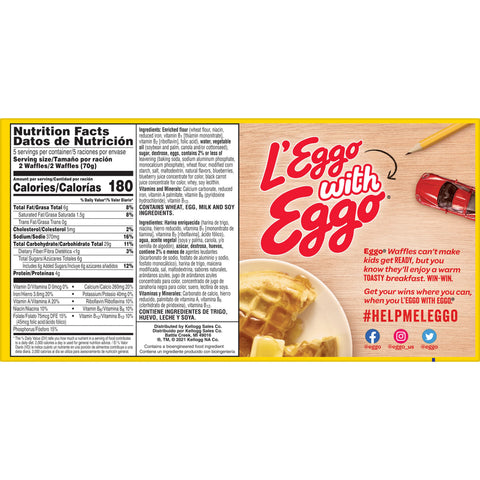 Kelloggs Eggo Blueberry Waffle, 12.3 Ounce -- 8 per case.